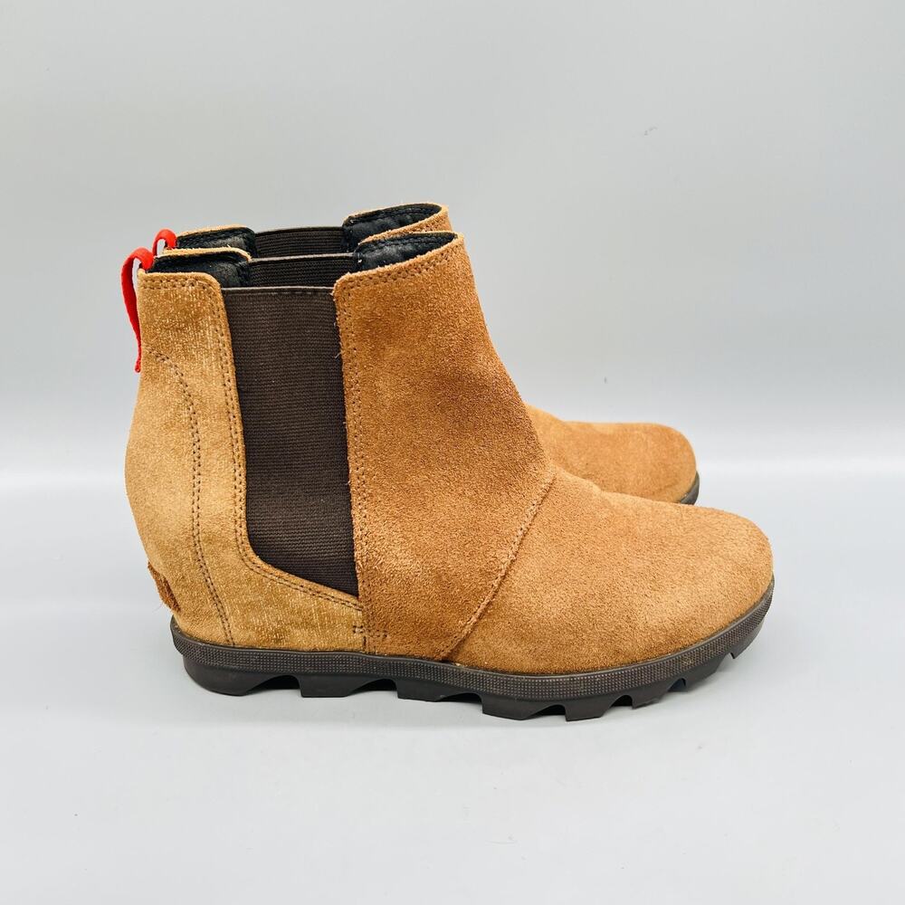 Sorel Boots Womens 6 Brown Suede Chelsea Ankle Wedge Lug Sole Booties Shoes